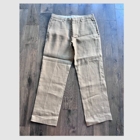 J. Crew Ludlow 100% Linen Dress Pants Tan Size 32 Men’s Premium Slim Fit